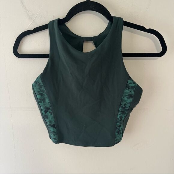 Athleta Green Camo Stripe Crop Tank - Picture 1 of 4